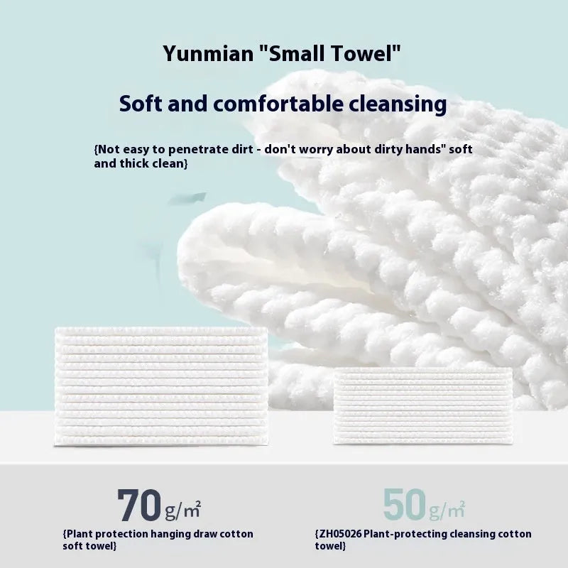 Disposable face cloth towel roll on a removable hook, showing winter soft cotton colour.