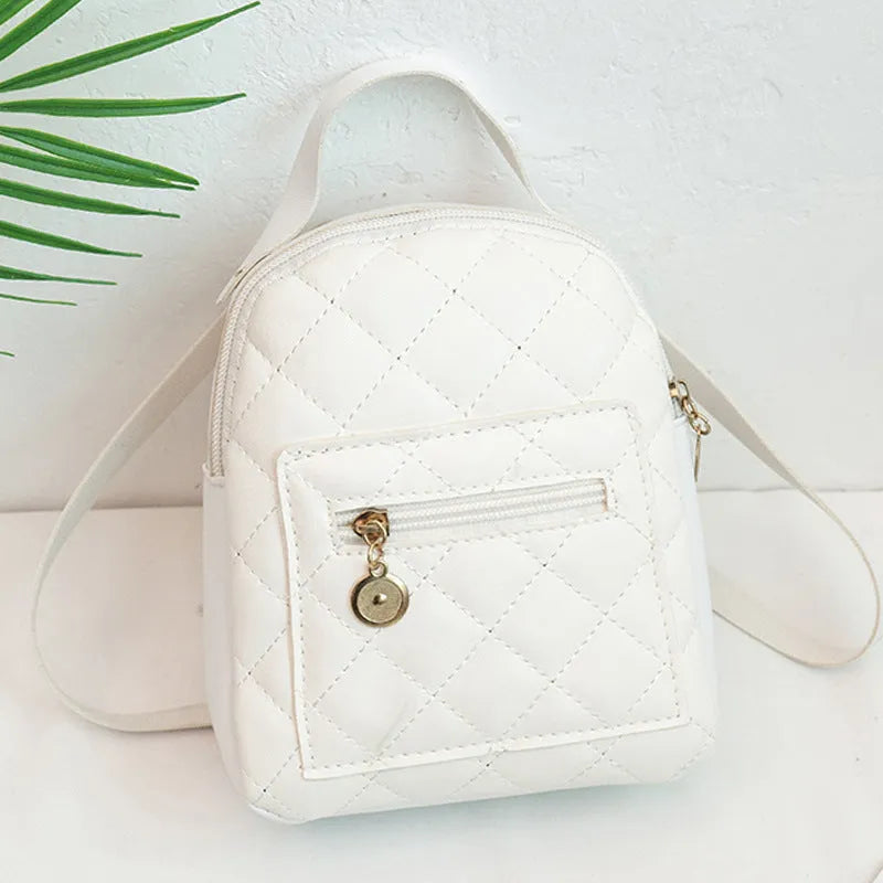 Korean style embroidered girls backpack in square shape with soft carry handle