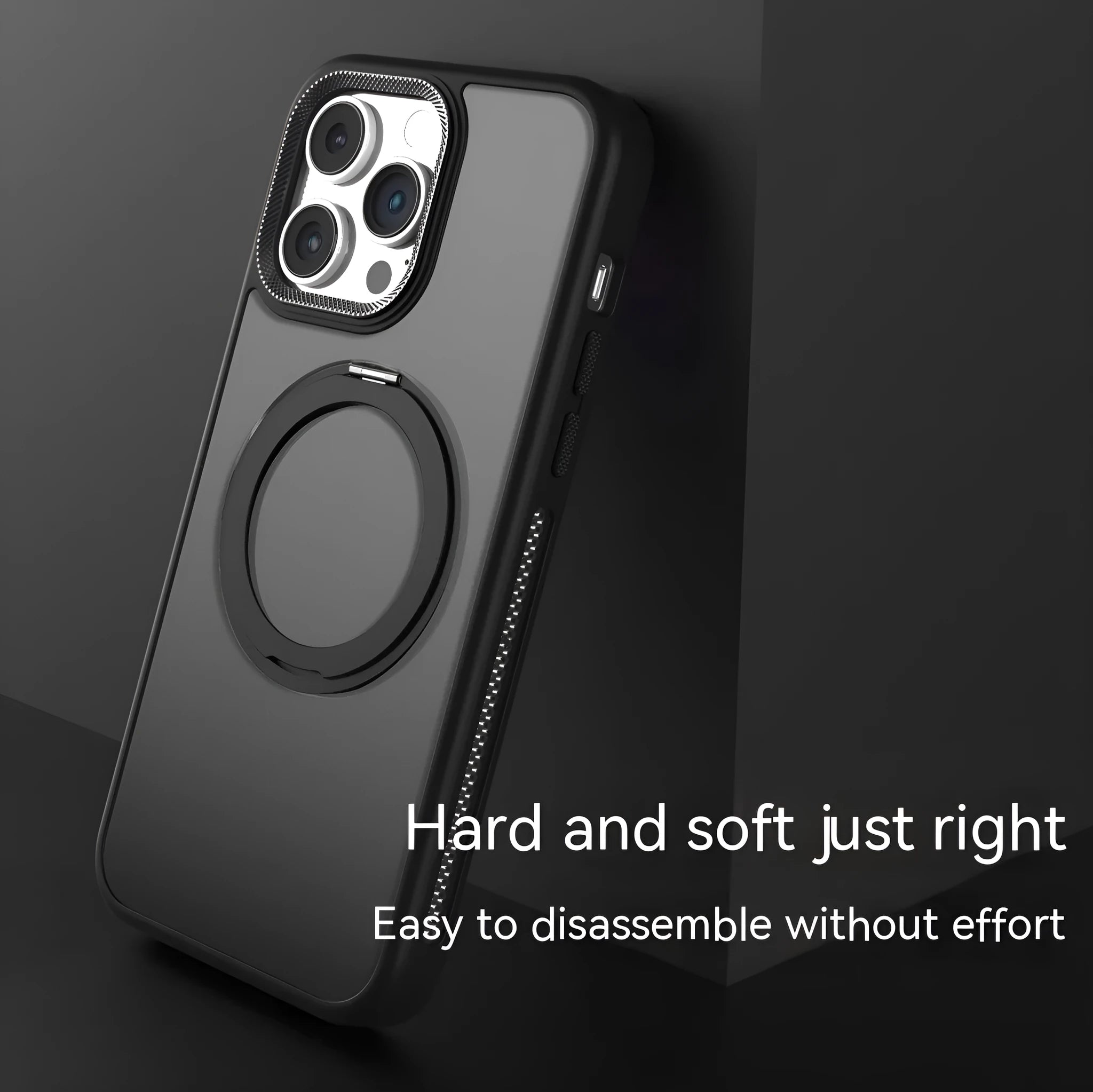 Rotating bracket magnetic phone case for Apple iPhone, frosted silicone, drop-resistant, Deep Sea Blue colour