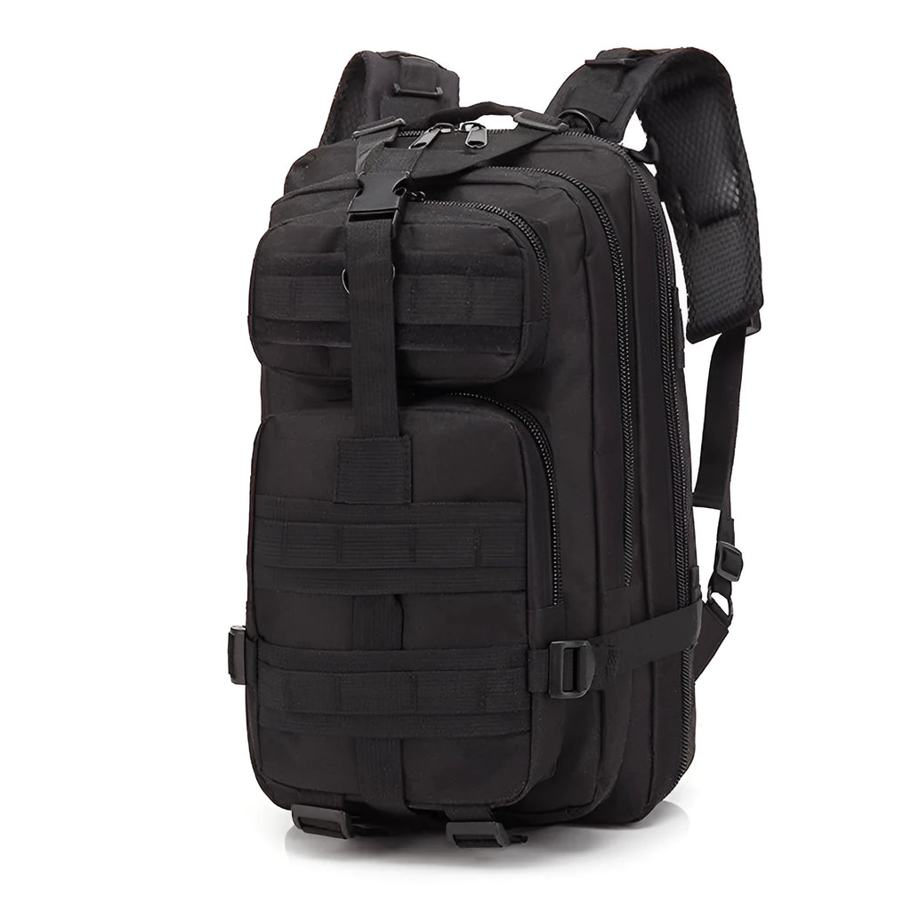 Large khaki hiking backpack with air pillow belt system showing main compartment and straps