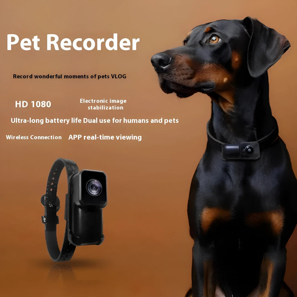 Black Wi-Fi camera neckband wireless recorder with Type-C port and compact dimensions
