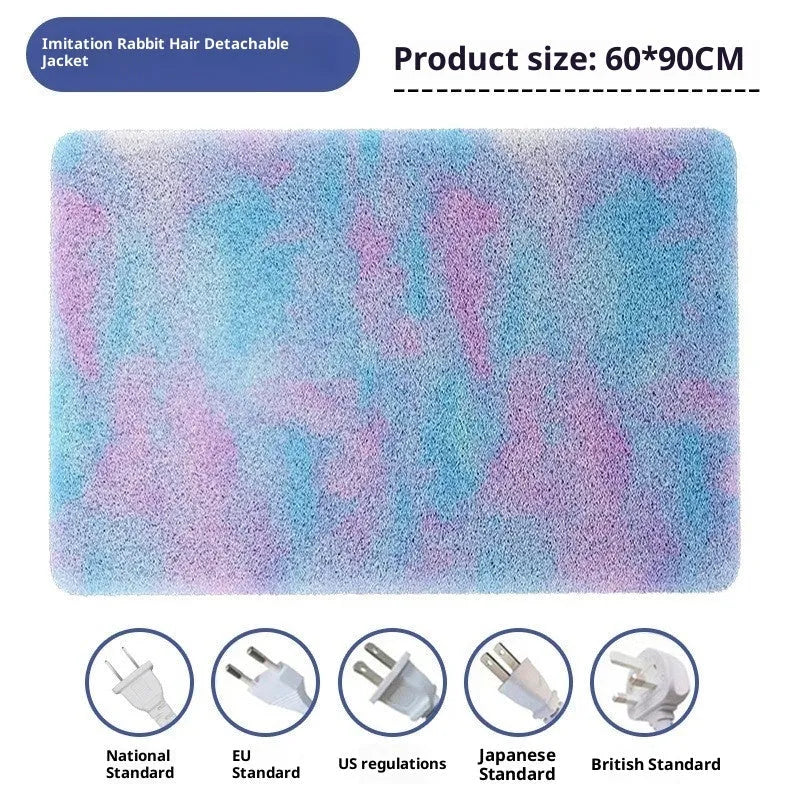 Insulation heating pad for pets with tie-dyed rabbit hair cloth cover in three sizes 30x40cm 45x45cm 45x70cm