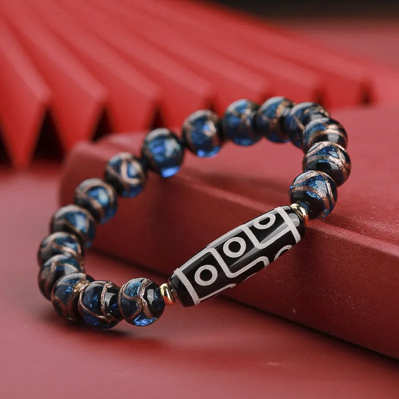 Coloured glaze bracelet with ancient five-colour snake lucky beads and auspicious patterns