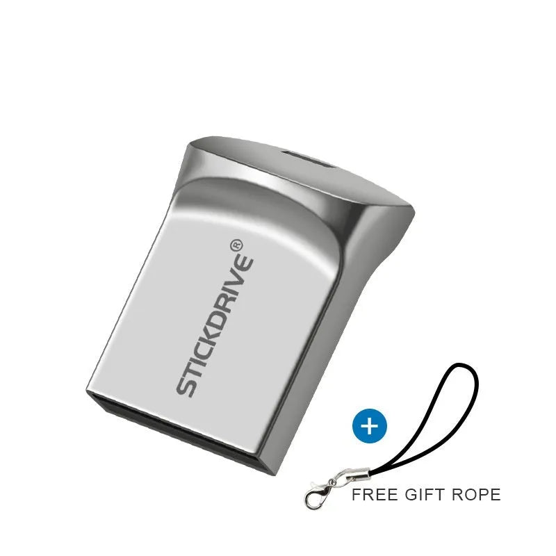 Silver metal USB flash drive on a black chain necklace for wearable data storage.