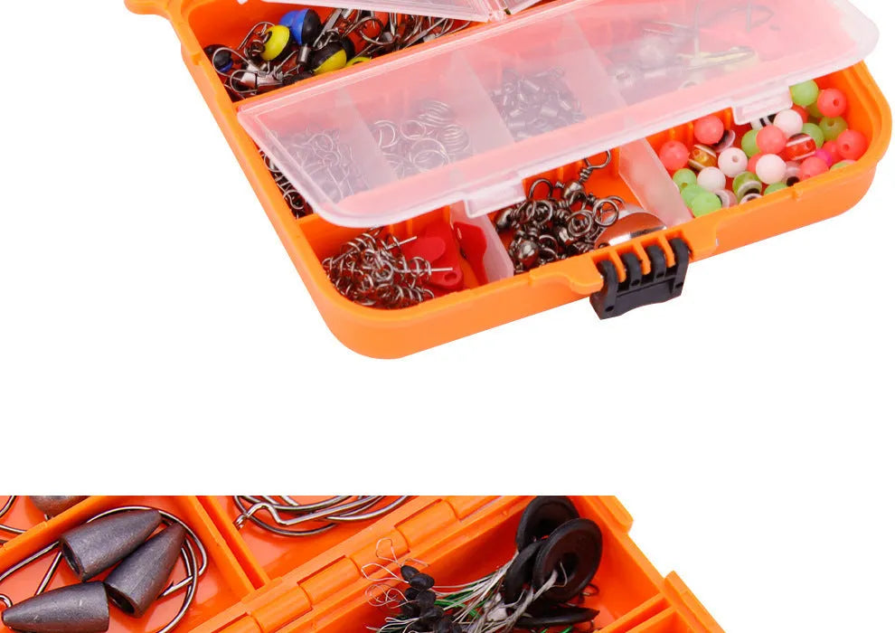 Weihe 257-piece fishing lure accessories set in ABS tackle box with hooks and weights