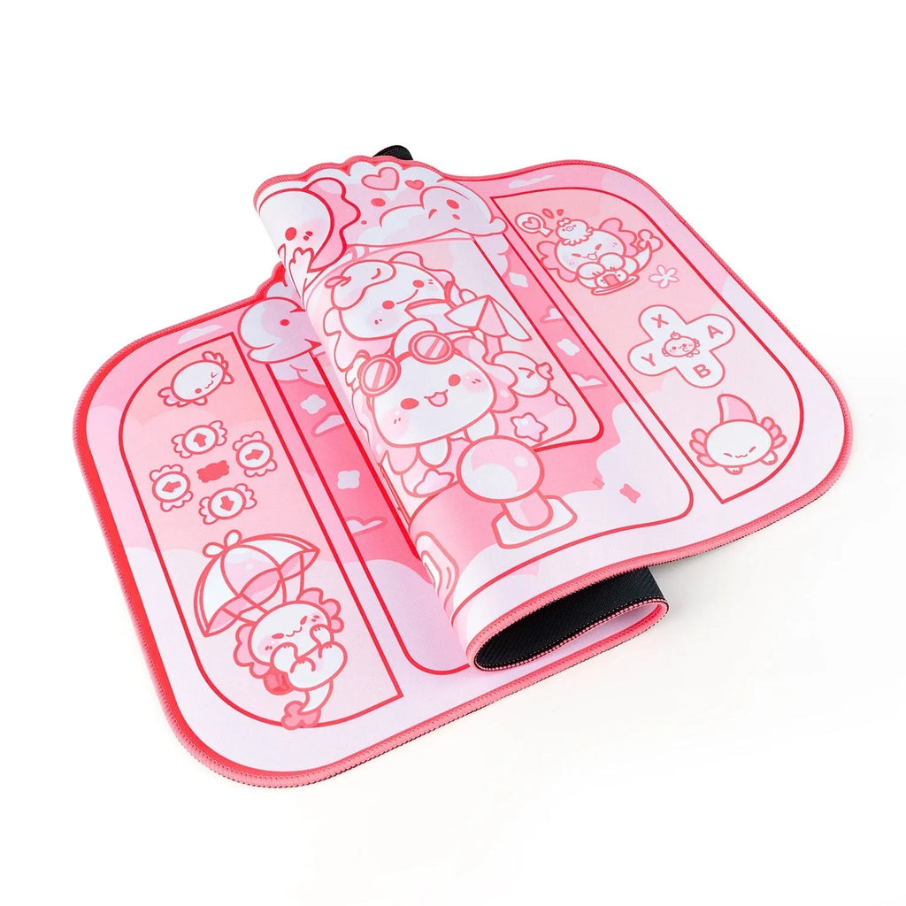 Hexagonal dragon crane machine large mouse pad measuring 75x40cm with cloth surface and cartoon anime pattern