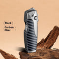 Metal folding knife lighter in zinc alloy with safety lock and one-click unfolding mechanism
