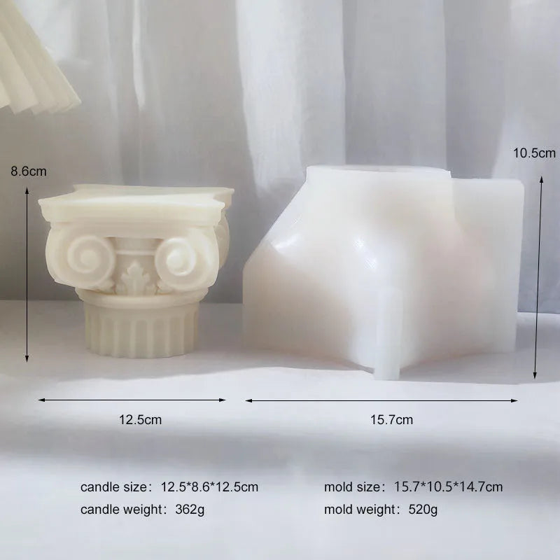 Flexible silicone Roman pillar mould for candles, baking, and craft projects.