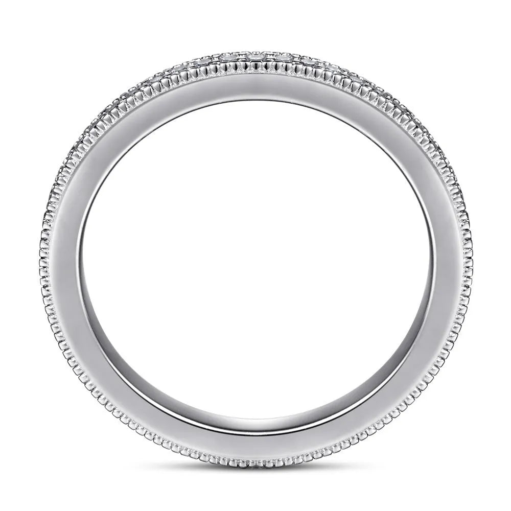 S925 sterling silver micro-inlaid zircon ring geometric style white gold colour women