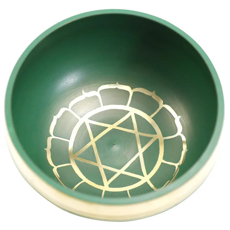 Handmade colourful Himalayan singing bowl meditation instrument measuring 7.8 cm in diameter