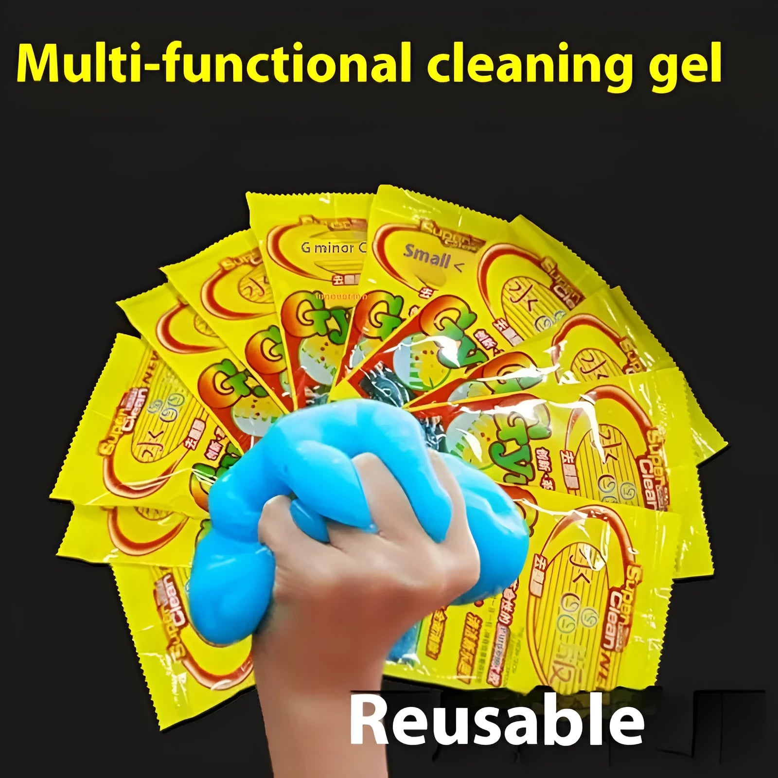 Car window gap cleaning gadget with 70g soft glue gel for dust removal from air vents and dashboard crevices