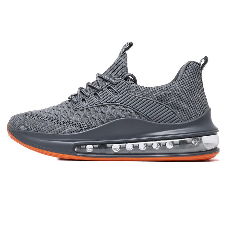 Men's black mesh running shoes with low top design and round toe for universal sports activities