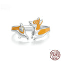 Silver cartoon corgi dog ring for women with electroplated finish.