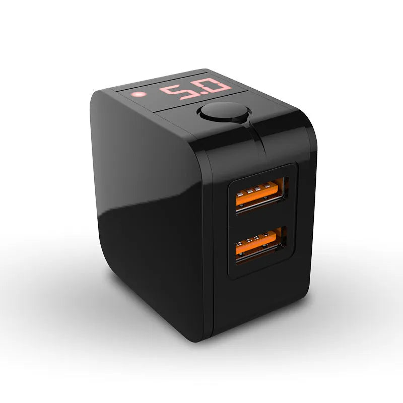 5V2.4A dual USB fast charging adapter with digital display showing charging status