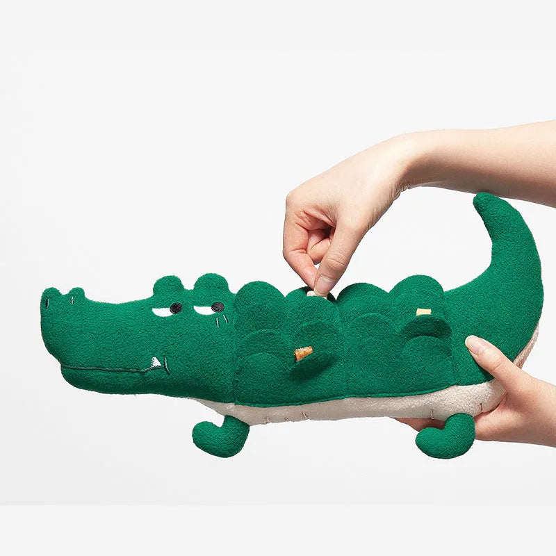 Green plush toy dog soft stuffed animal approximately 35cm in length