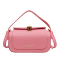 Women's black PU leather messenger bag with personalised letter stitching detail