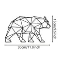 Black iron metal wall hanging decoration with polar bear silhouette line art design on a white background