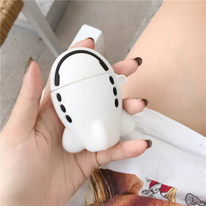 Cartoon airplane headset design silicone flip case for Apple AirPods 1st and 2nd generation with carry hook