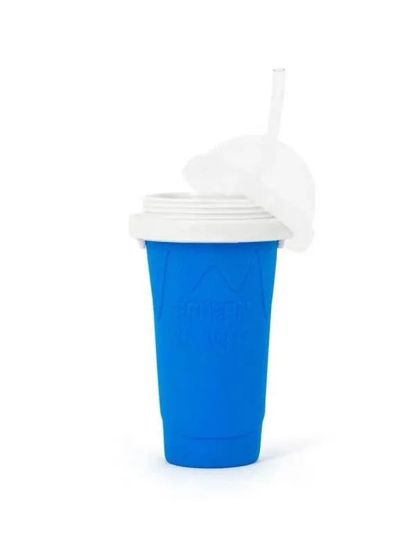 Blue quick refrigeration pinch cup with double layer silicone construction and instant cooling activation