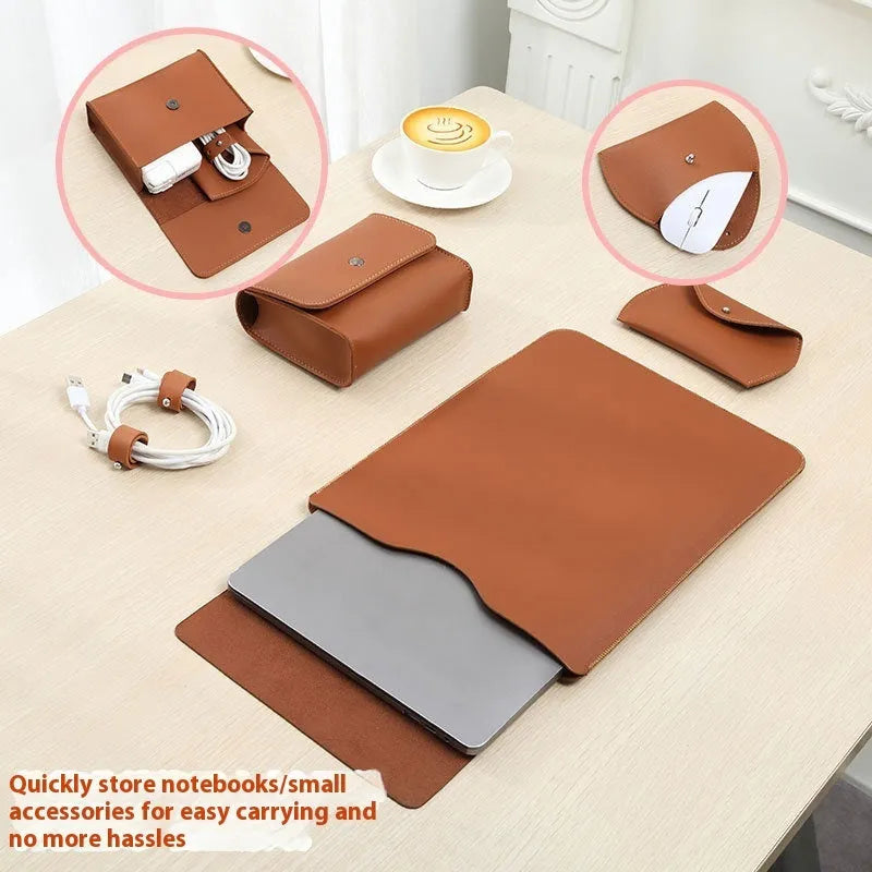 Set of four brown imitation leather laptop corner protector covers for MacBook Pro