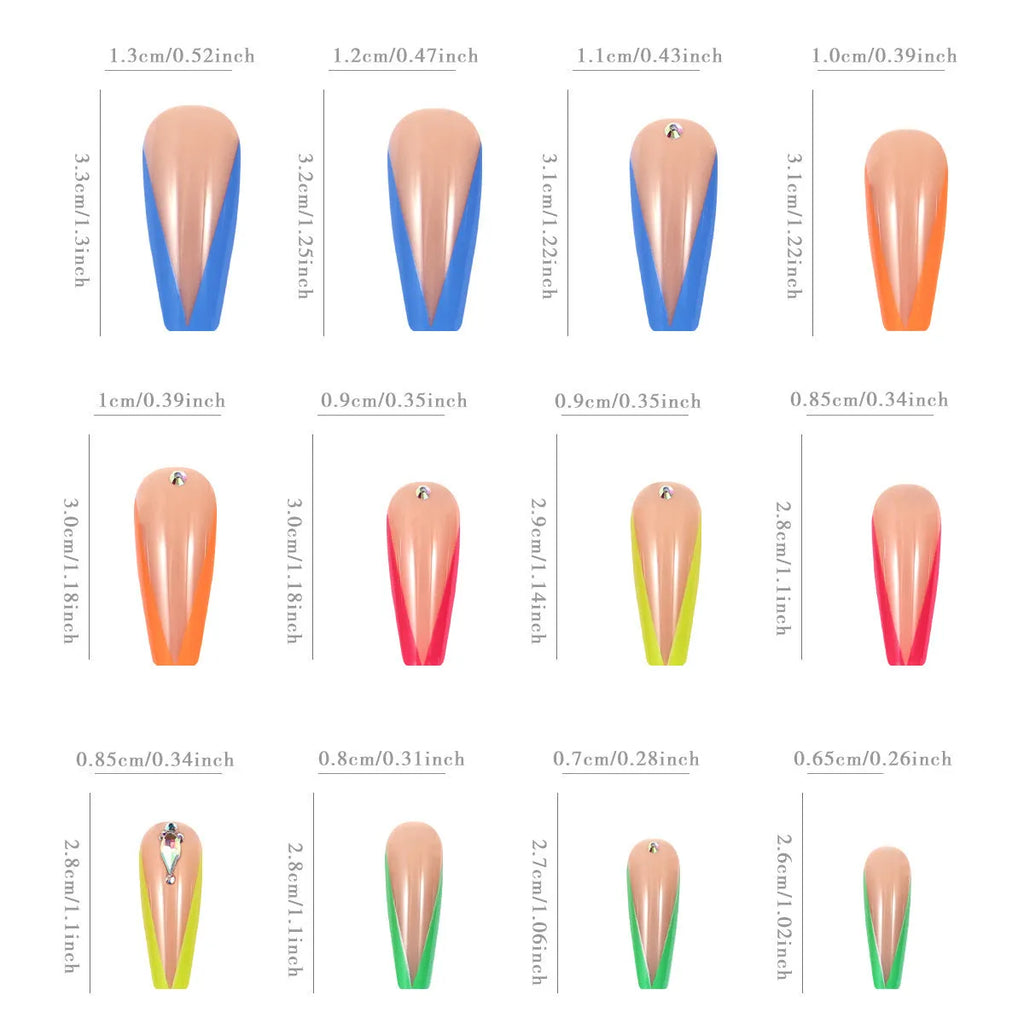 Diamond colour French press-on nail tips with cartoon love cross heart pattern and jelly glue adhesive