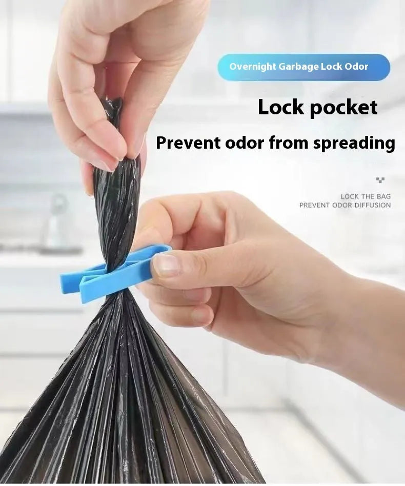 Ten black plastic garbage bag fixing clips for securing bin liners to waste bins