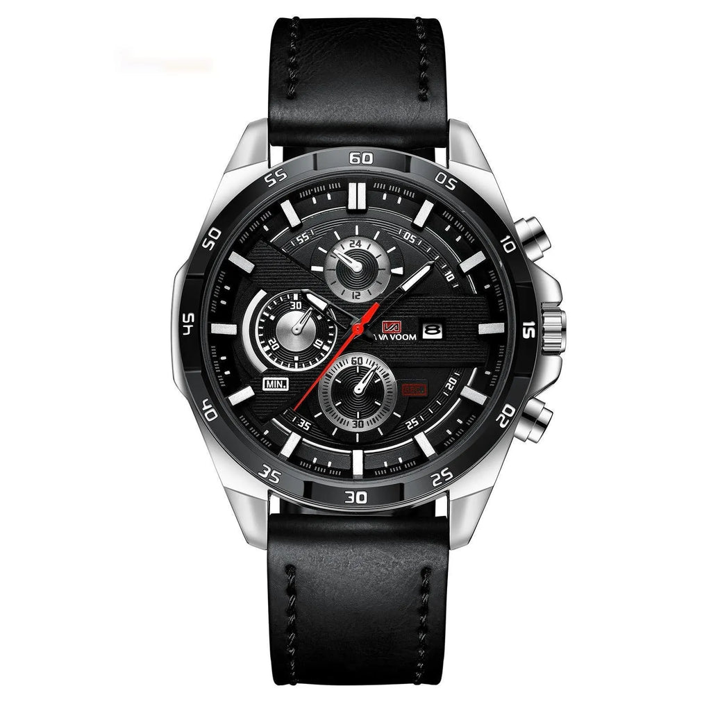 Men's casual quartz watch with business calendar display and waterproof construction in multiple colour options