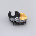 Handmade cellulose acetate insect brooch with beetle grip pin in green, orange, or white caterpillar designs
