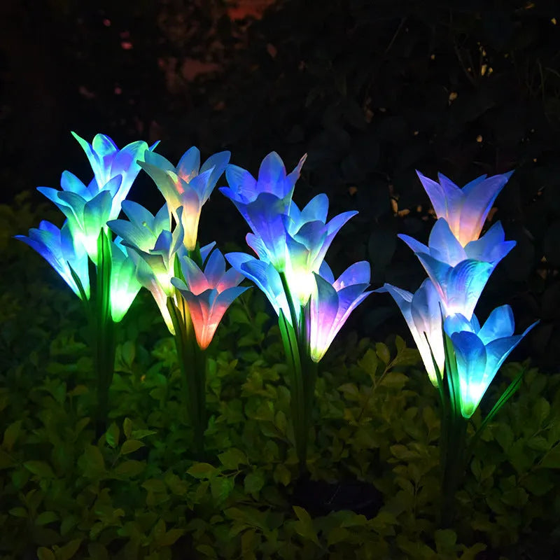 Solar-powered flower-shaped outdoor lantern with decorative lighting for gardens