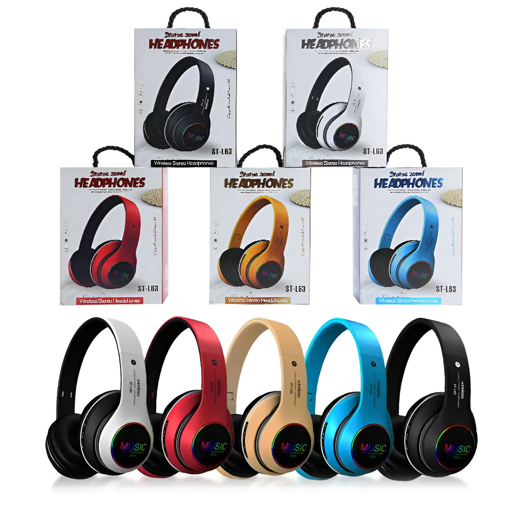 Black Bluetooth over-ear headset with microphone, showing USB charging port and 3.5mm jack