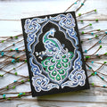 Black A5 peacock diamond painting notebook with shaped and bright drills