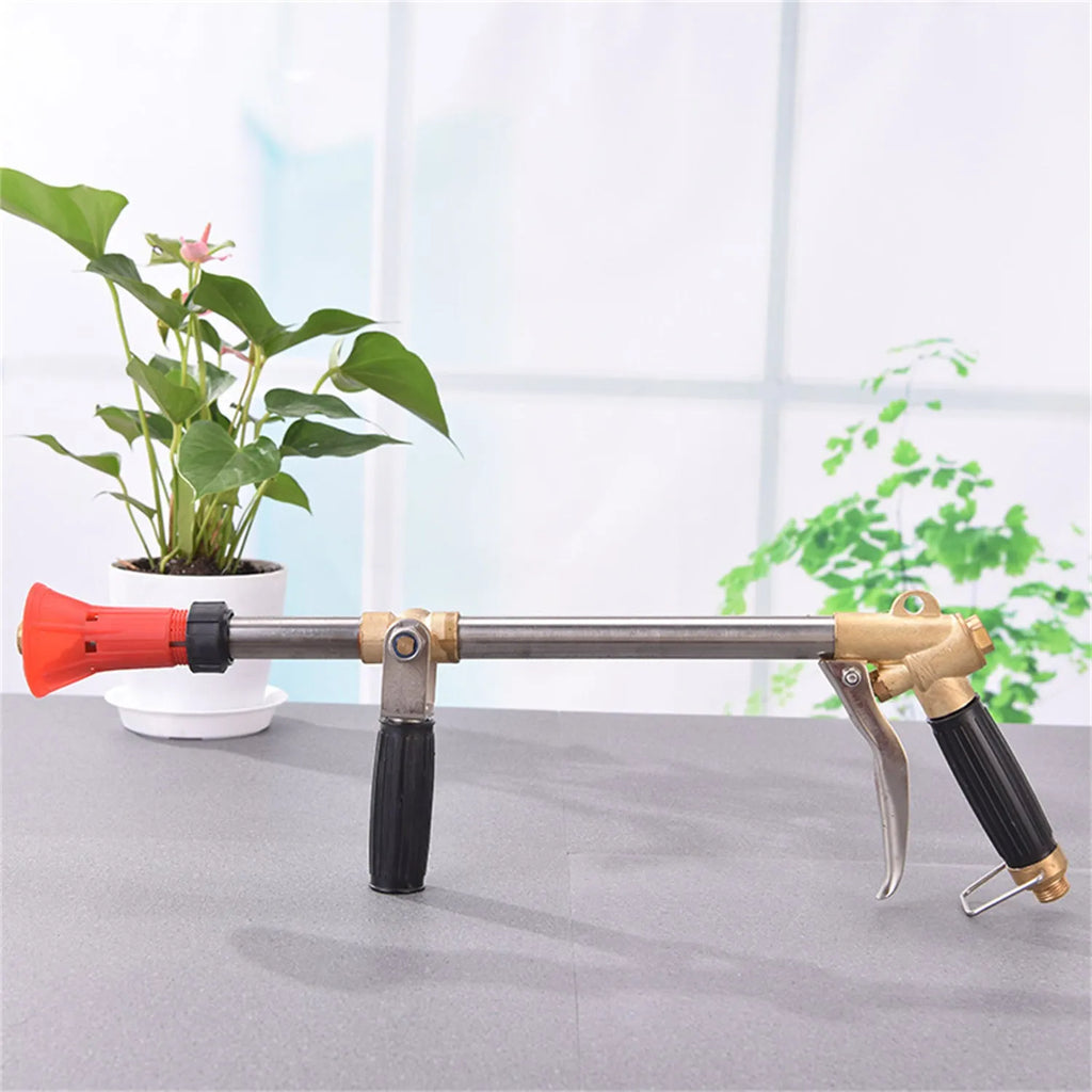Plastic submachine gun style agricultural spray gun for pesticide applications
