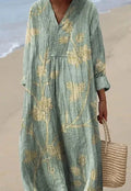Women's casual floral 3D printed shirt dress with princess silhouette and wide waist