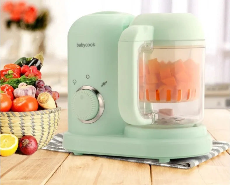 Green baby food processor with steamer and blender functions, 10 litre capacity