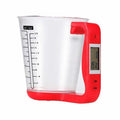 Green electronic kitchen measuring cup scale with LCD display built into handle