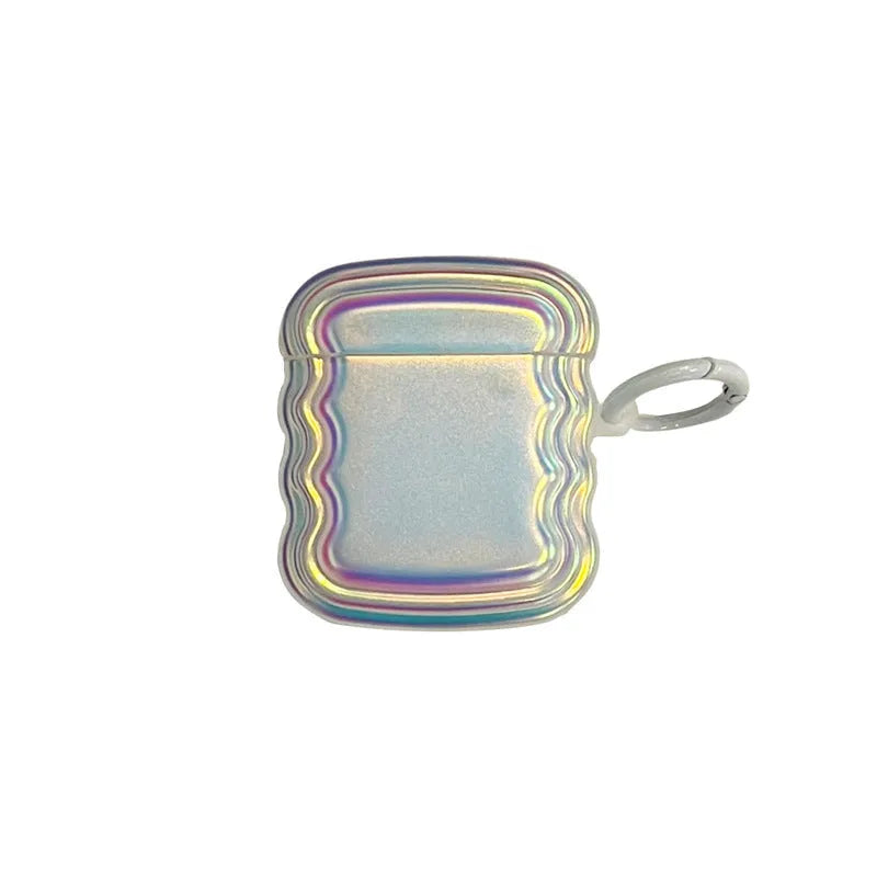 Silicone AirPods case with laser pattern design in magic laser+ring colour