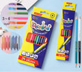 Wooden double head colour pencil set showing two different colour leads on each pencil
