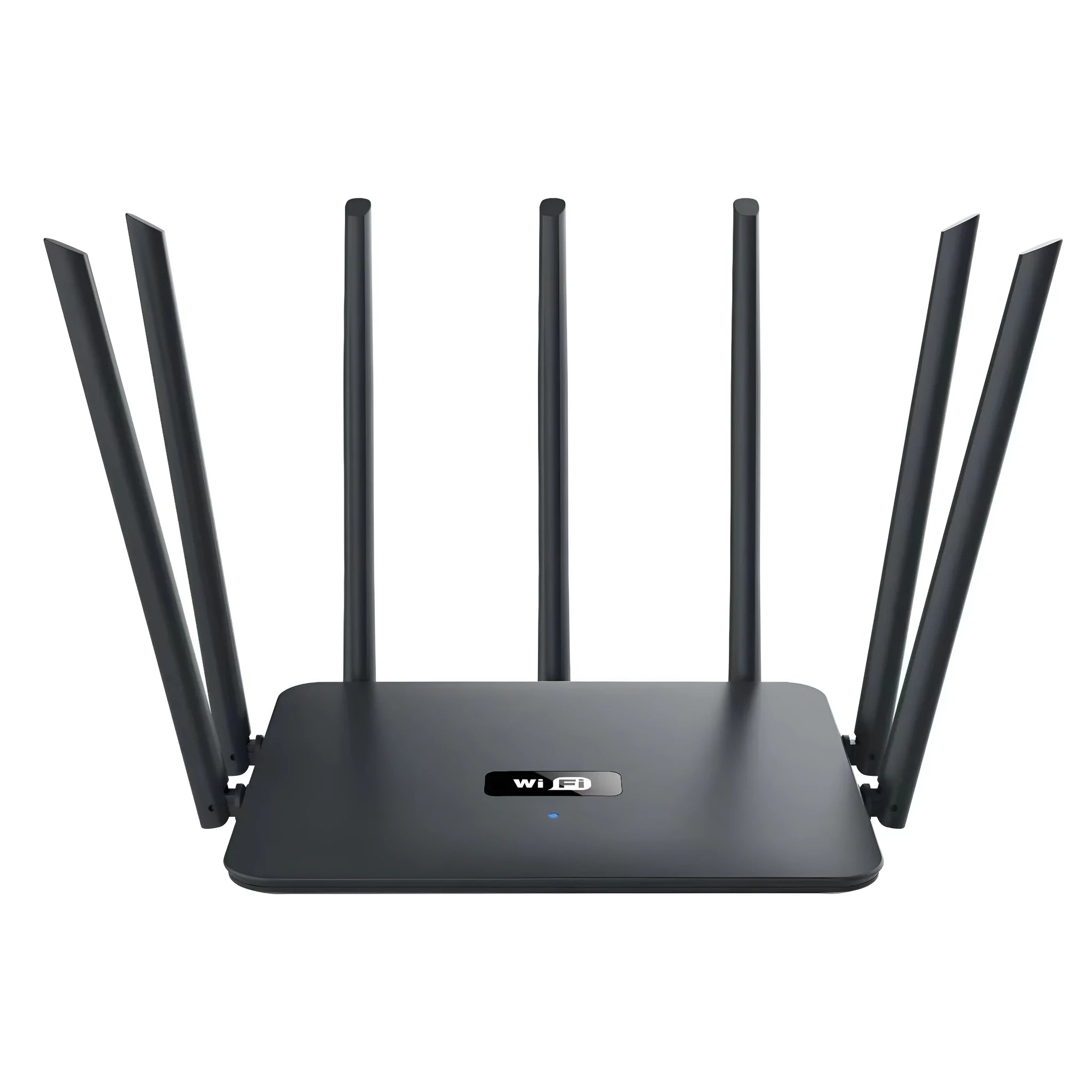 Dual-band Gigabit WiFi router with adjustable antennas in black or white colour options