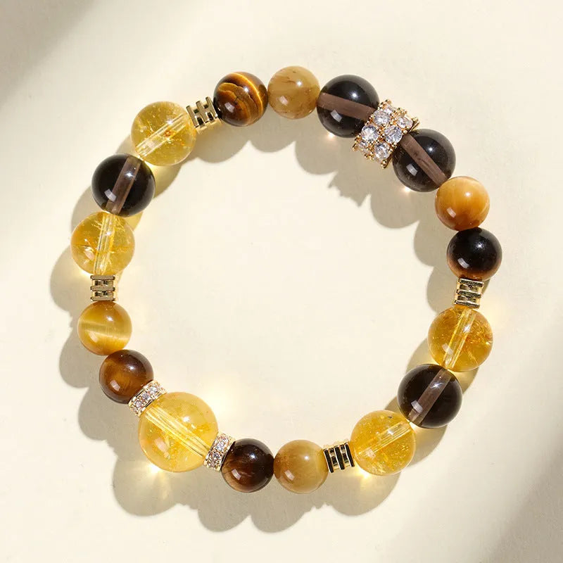 Natural yellow tower 10mm artificial crystal string beads bracelet with manual processing