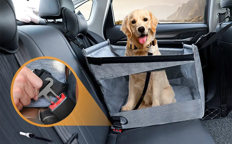 Black Oxford cloth dog travel crate 49x49x38cm collapsible car pet box