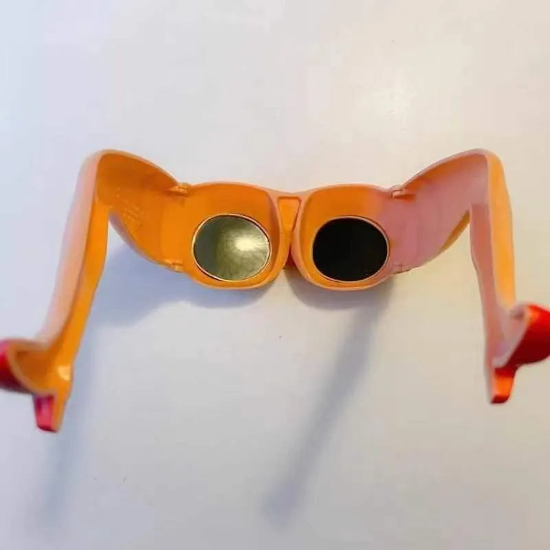 Orange personality leg hip plastic sunglasses with distinctive design for travel and parties