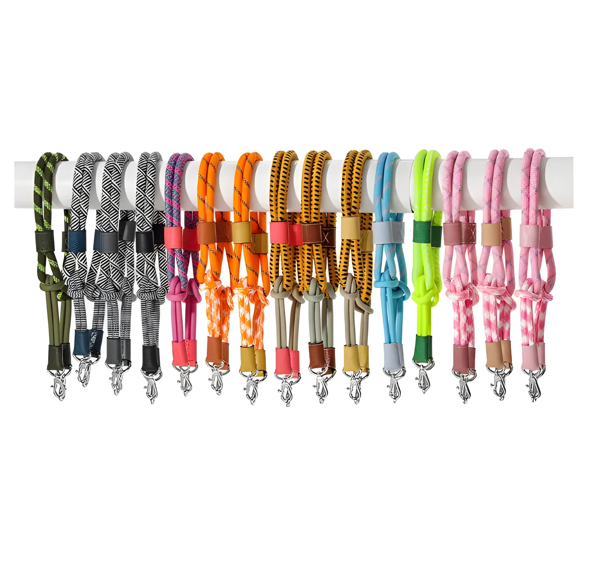 Braided nylon and cowhide leather shoulder strap with alloy buckle in gold or silver finish