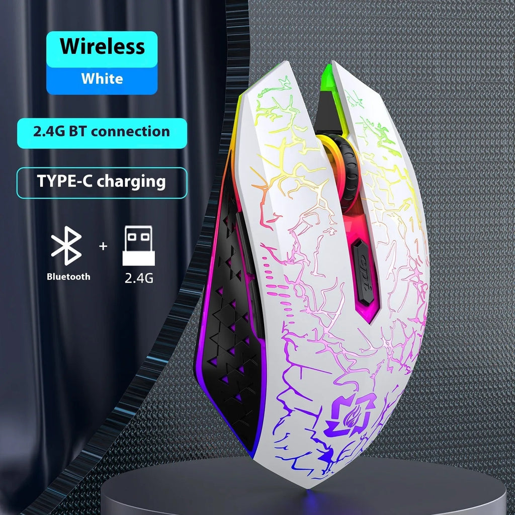 Black and white dual-mode wireless gaming mouse with luminous breathing light