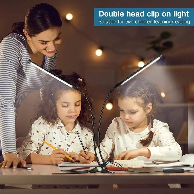26cm black USB LED desk lamp with adjustable arm for study lighting
