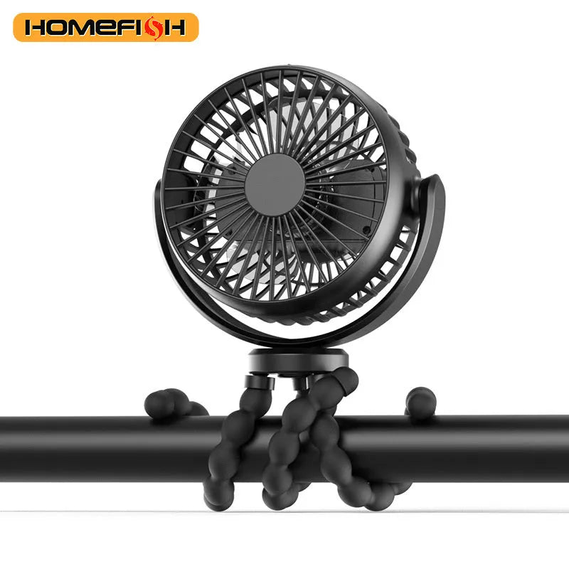HOMEFISH F2 automatic shaking portable fan with LED light on removable bracket