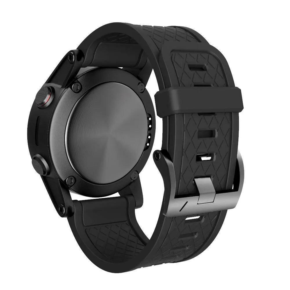 Black silicone watch strap with stainless steel buckle for Jiaming 26mm watches