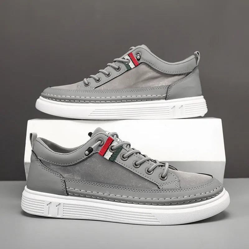 Men's high-top canvas sneakers in black, grey, or green with round toe and PVC sole