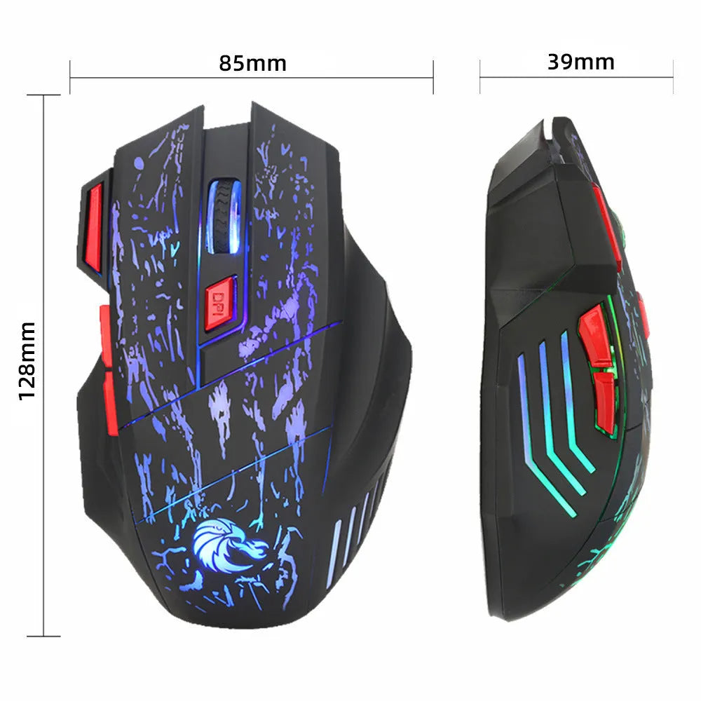 Water Crack H300BK black gaming mouse with colourful luminous lighting and 1.5 metre USB cable