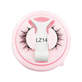 Set of reusable waterproof glue-free false eyelashes in natural thick styles on a clear background.