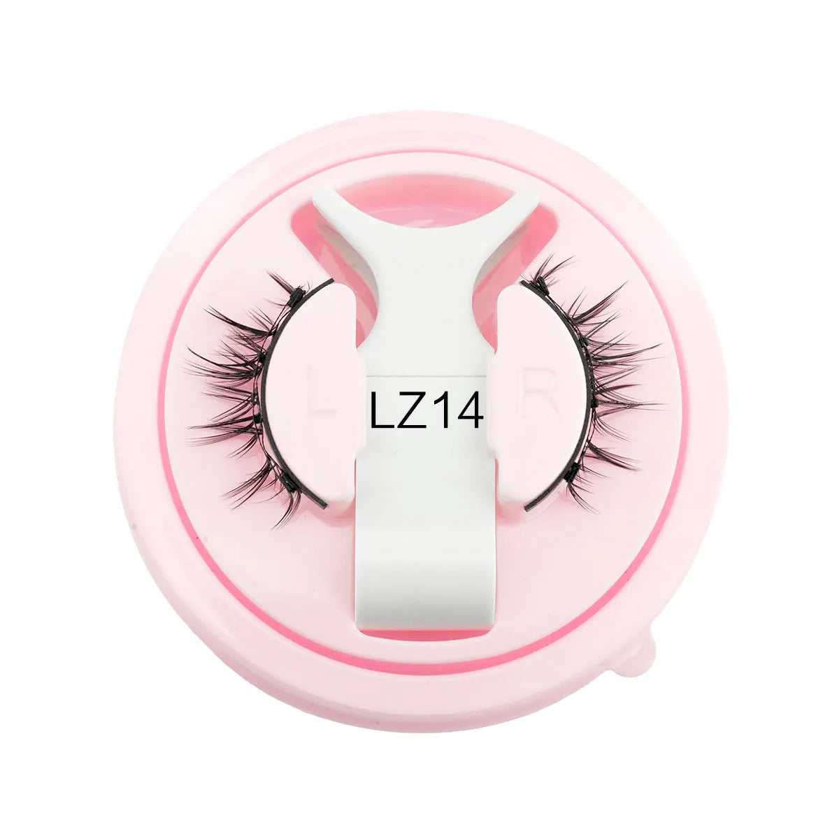 Set of reusable waterproof glue-free false eyelashes in natural thick styles on a clear background.